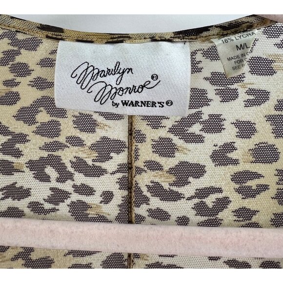 Marilyn Monroe Warners Leopard Print Sheer Robe Feathered Cuffs M/L Full Length - Picture 3 of 6